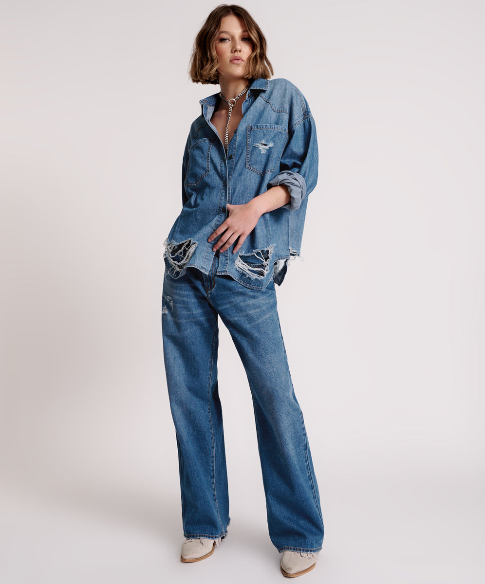 Products BAY BLUE JACKSON MID WAIST WIDE LEG JEANS