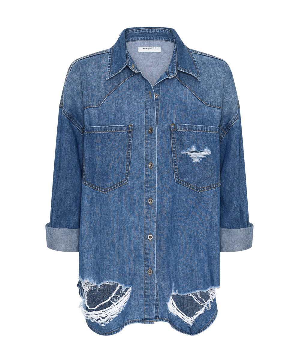 Products Oversized Revolver Denim Shirt - Bay Blue