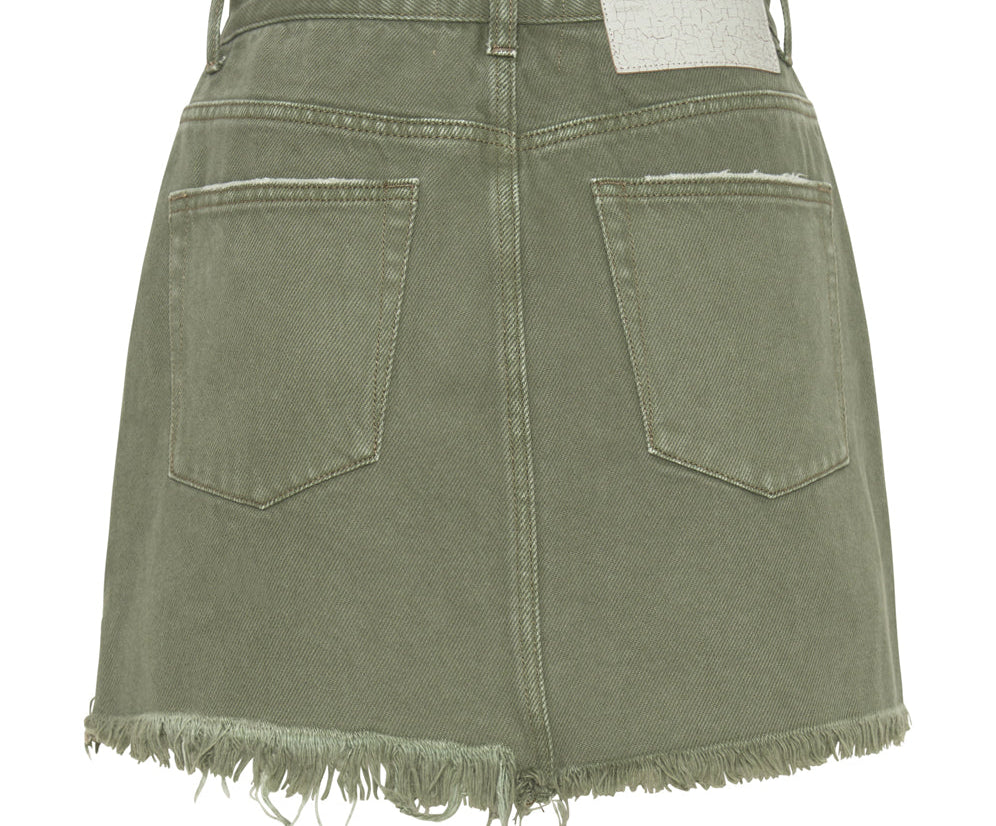2020 High Waist Mini Denim Skirt Military Khaki One Teaspoon