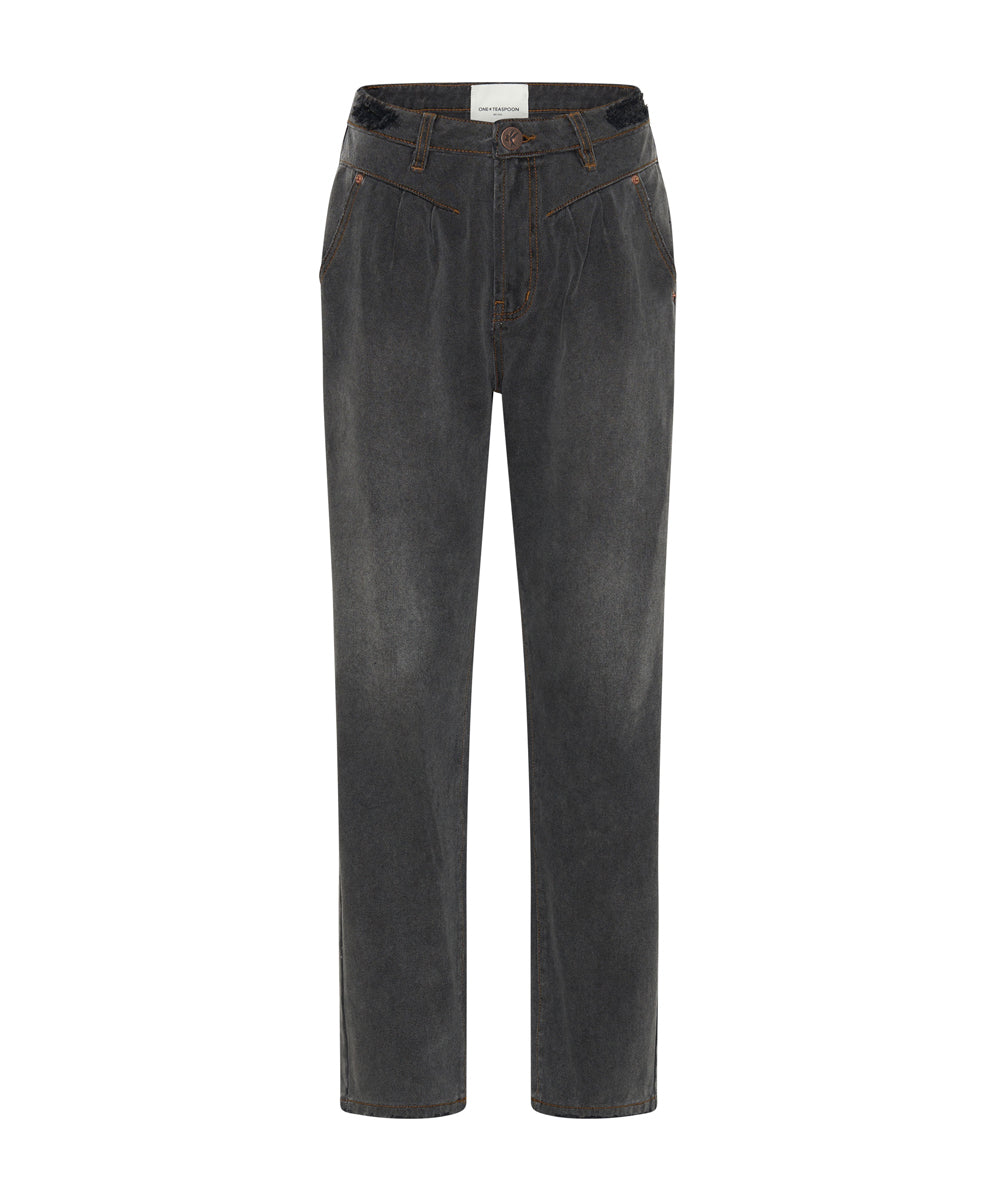 Last Stock Streetwalkers High Waist Straight Leg Trouser Denim Jeans - Recycled Black