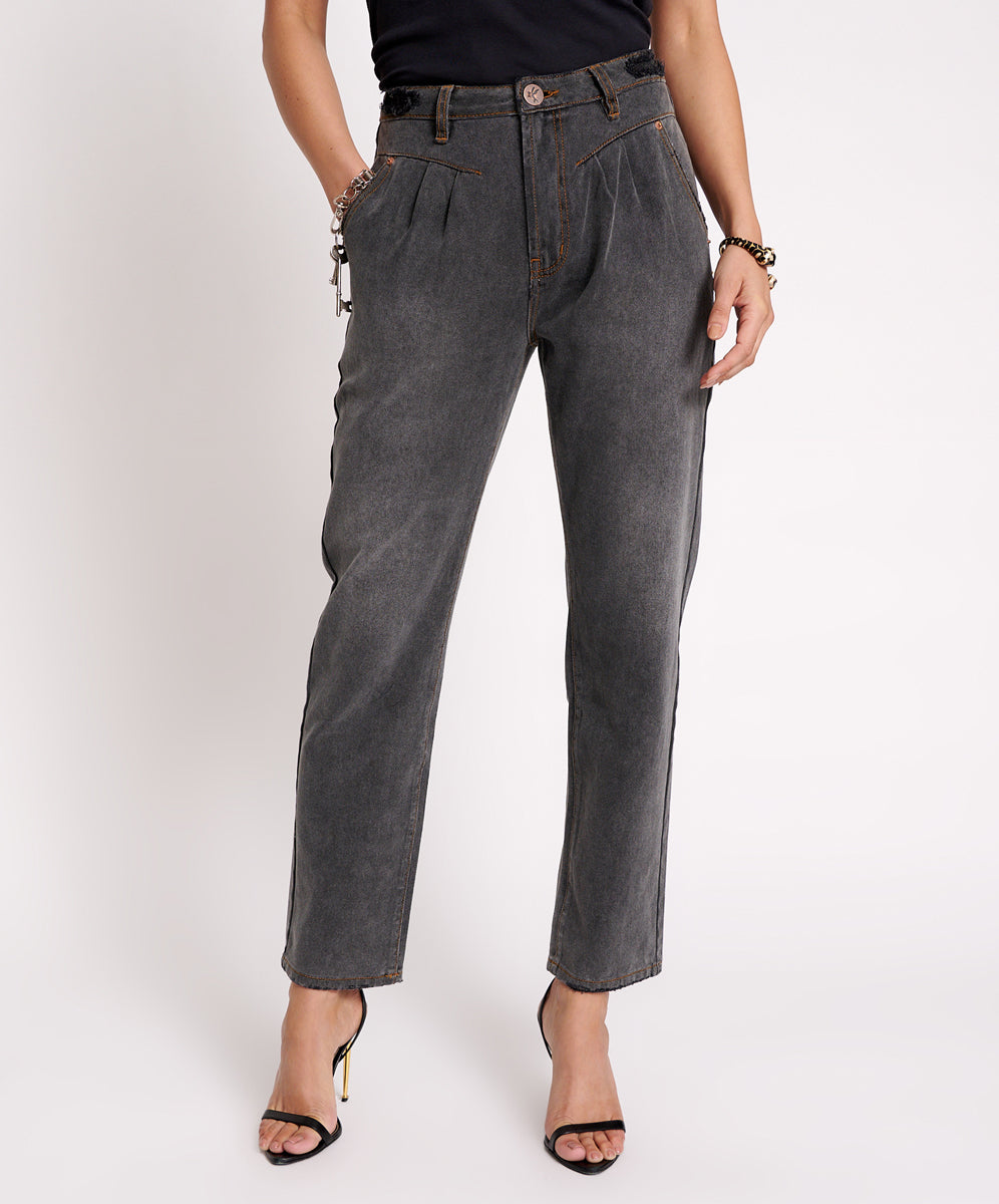 Last Stock Streetwalkers High Waist Straight Leg Trouser Denim Jeans - Recycled Black