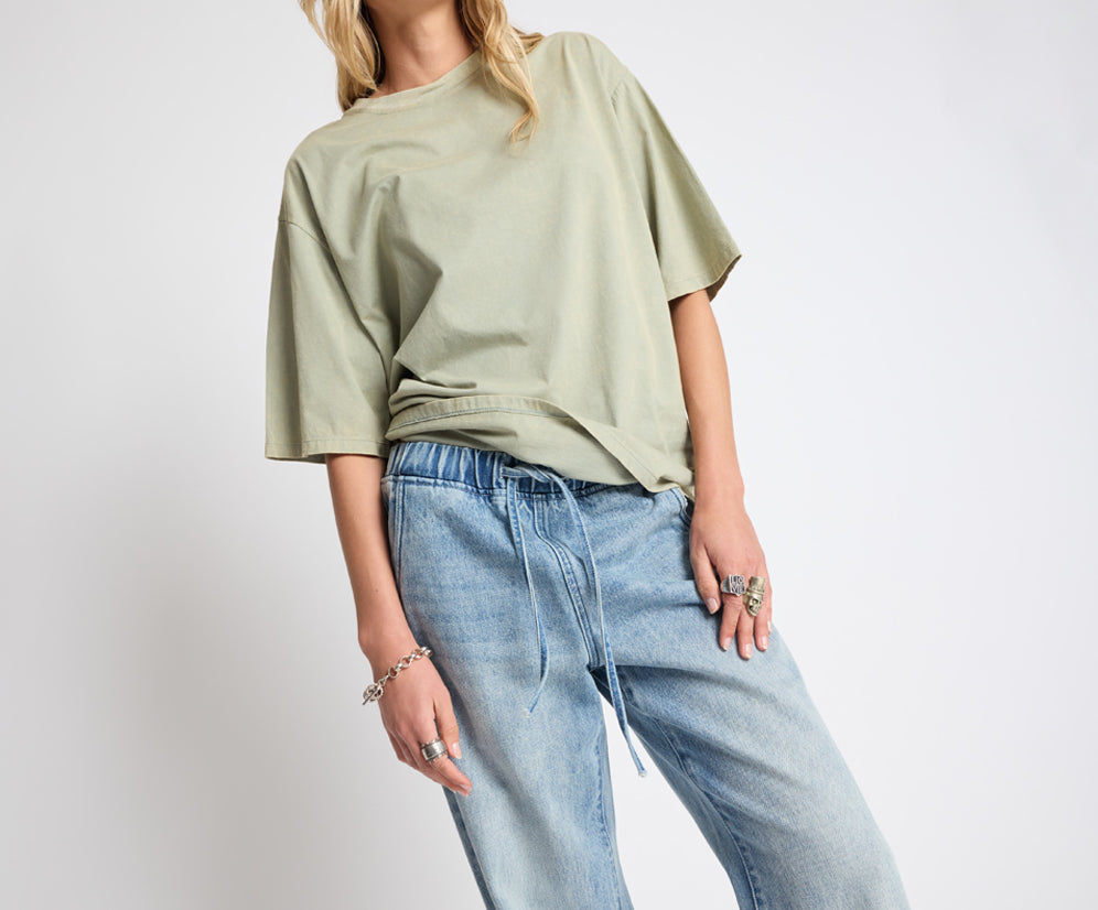 Roadhouse Wide Leg Drawstring Denim Jeans - Salty Dog