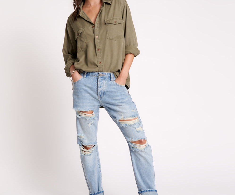 Saints Low Waist Boyfriend Denim Jeans - Hendrixe