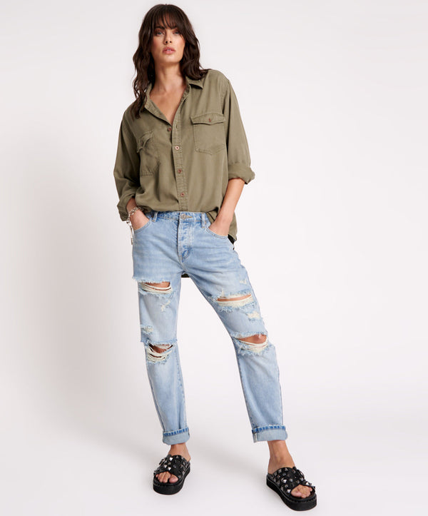 Saints Low Waist Boyfriend Denim Jeans - Hendrixe