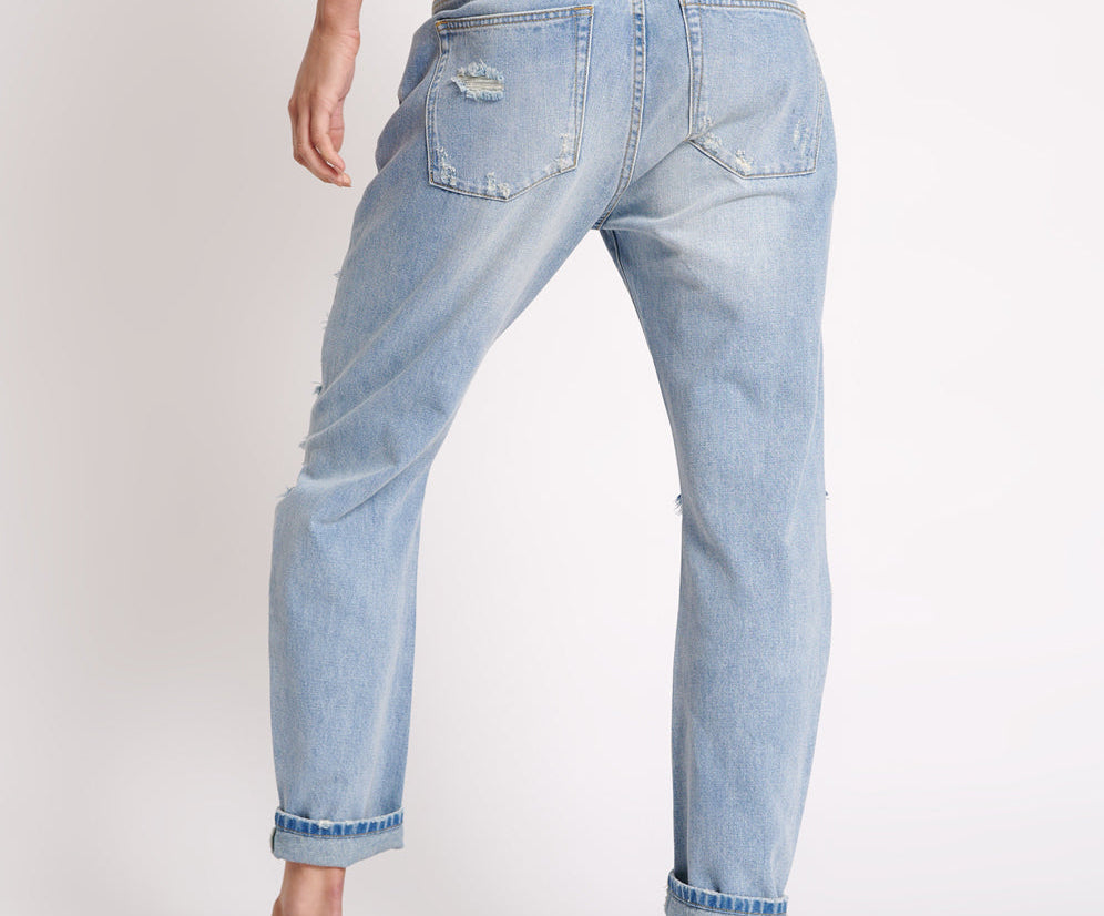 Saints Low Waist Boyfriend Denim Jeans - Hendrixe