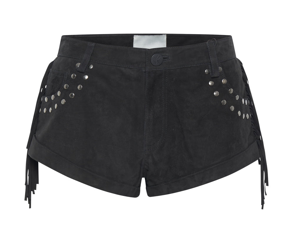 Gothic Rodeo Fringed Low Waist Bandits Suede Shorts - Gothic Rodeo