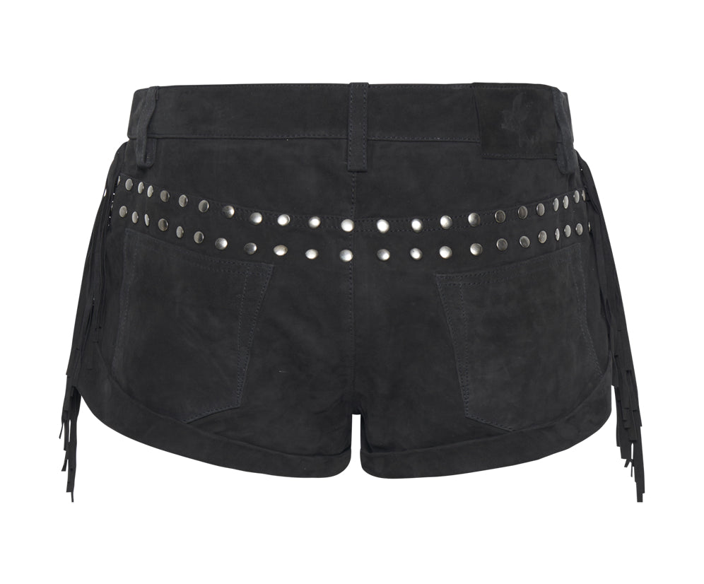 Gothic Rodeo Fringed Low Waist Bandits Suede Shorts - Gothic Rodeo