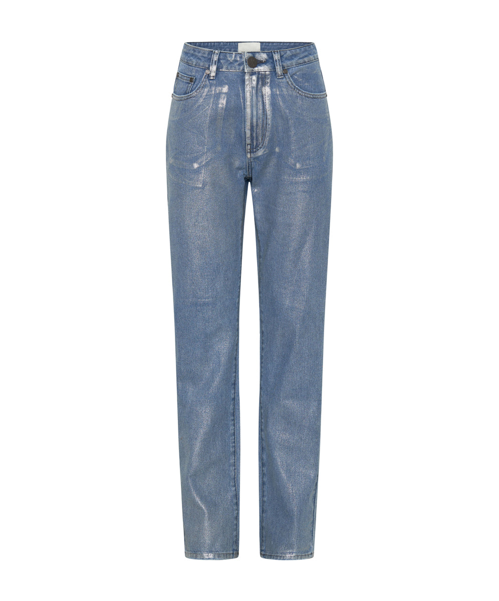 Products Awesome Baggies High Waist Straight Leg Denim Jeans - Metal Blue