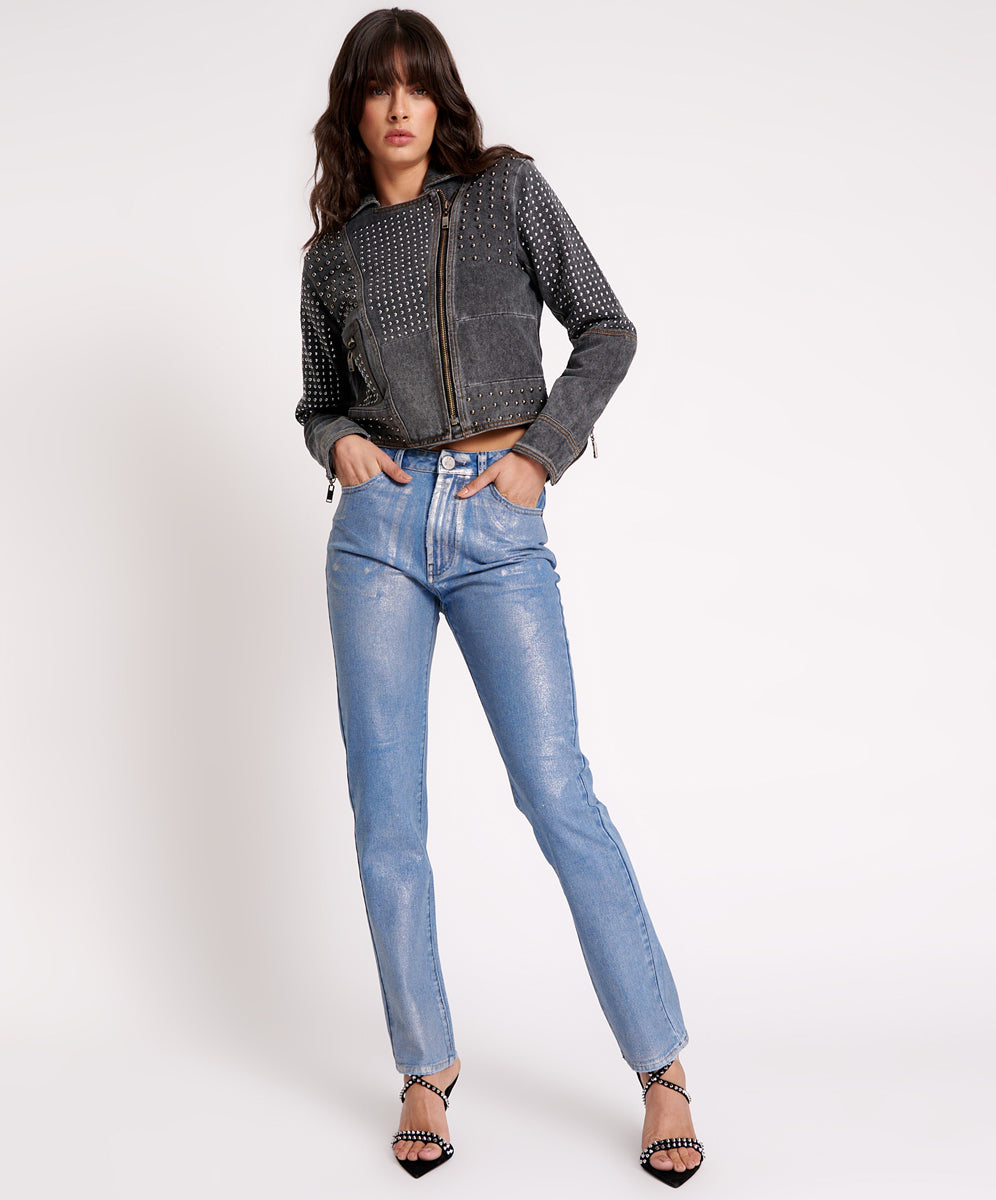 Products Awesome Baggies High Waist Straight Leg Denim Jeans - Metal Blue