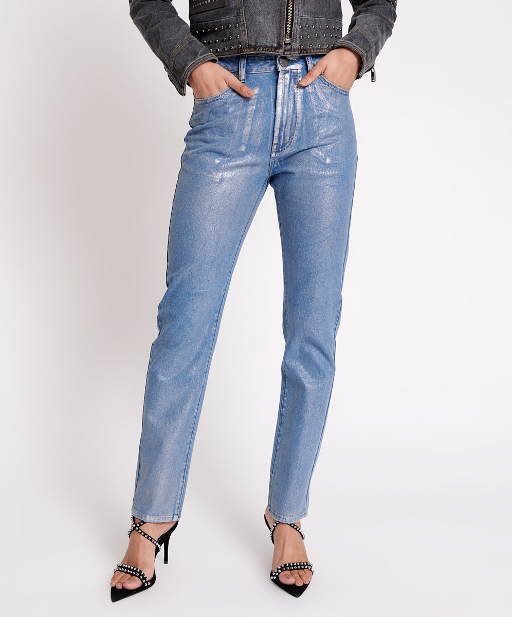 Products Awesome Baggies High Waist Straight Leg Denim Jeans - Metal Blue