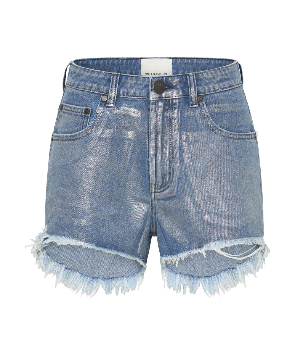 Products Bonitas High Waist Denim Shorts - Metal Blue