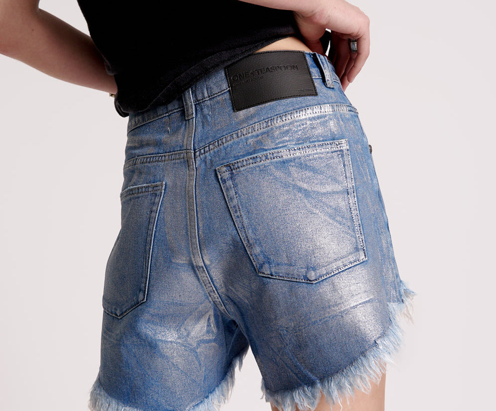 Bonitas High Waist Denim Shorts - Metal Blue