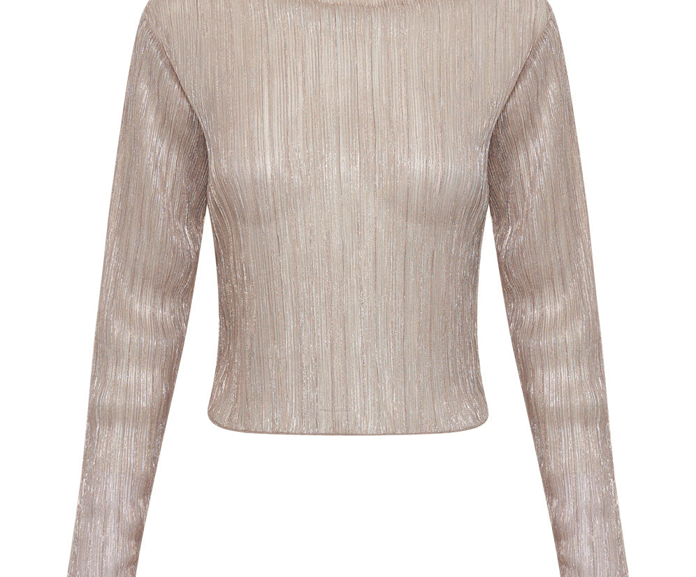 Celestial Rose Plisse Longsleeve Top | One Teaspoon