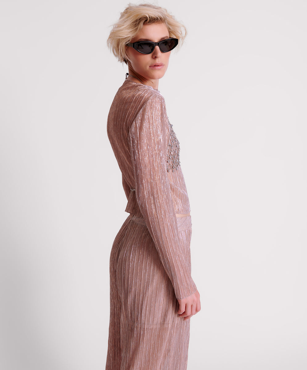 Products CELESTIAL ROSE PLISSE LONGSLEEVE TOP