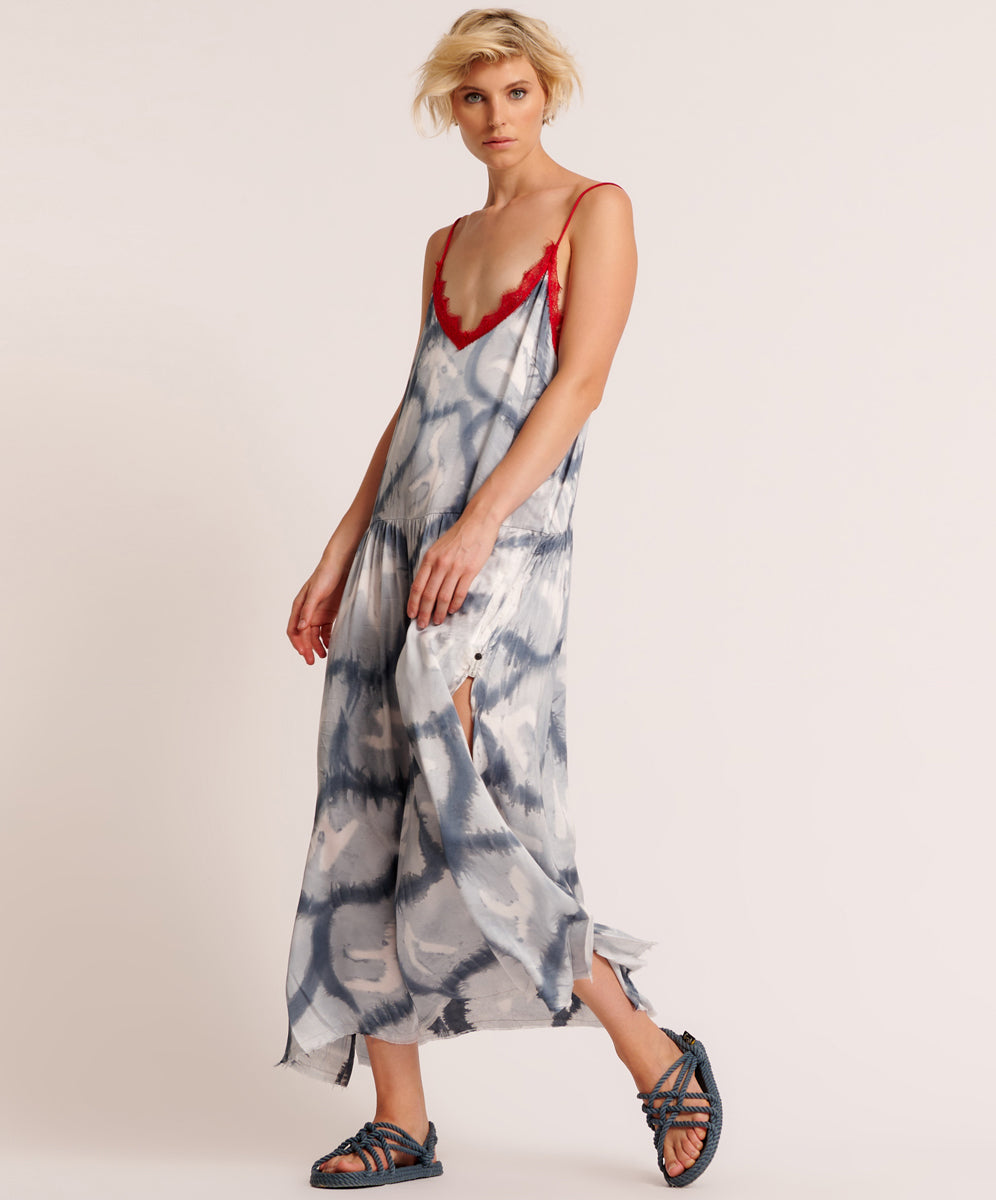 Last Stock REFLECTION HAND PRINTED HIDEAWAY SLIP DRESS