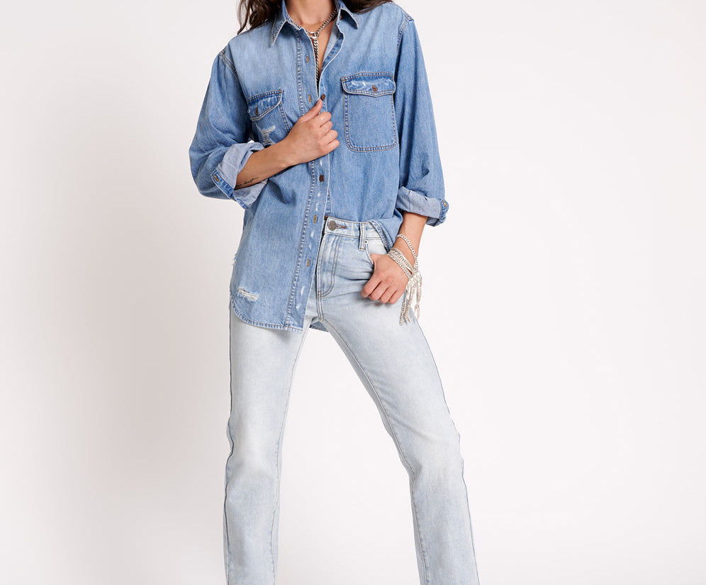 Truckers Mid Waist Straight Leg Denim Jeans - Dream