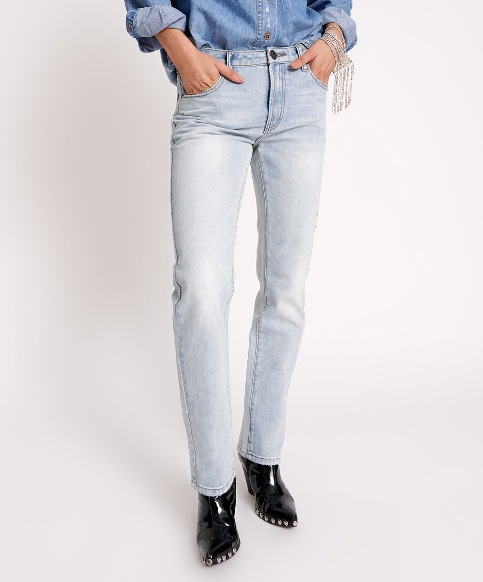 Last Stock Truckers Mid Waist Straight Leg Denim Jeans - Dream