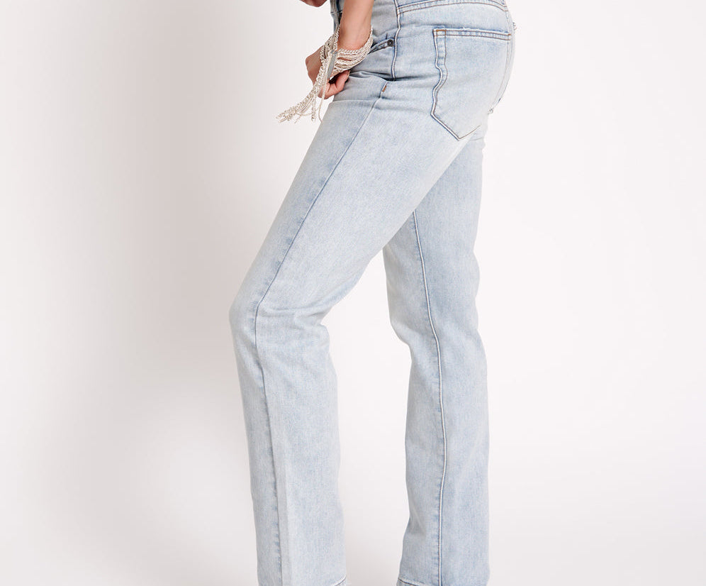 Truckers Mid Waist Straight Leg Denim Jeans - Dream
