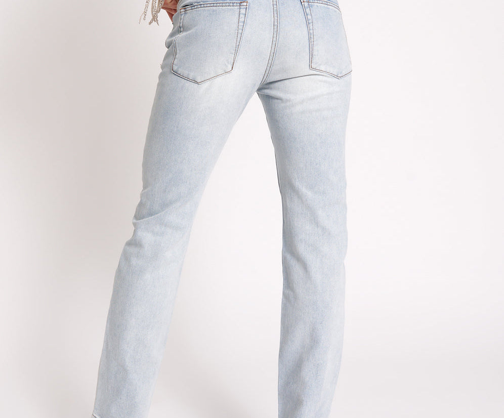 Truckers Mid Waist Straight Leg Denim Jeans - Dream