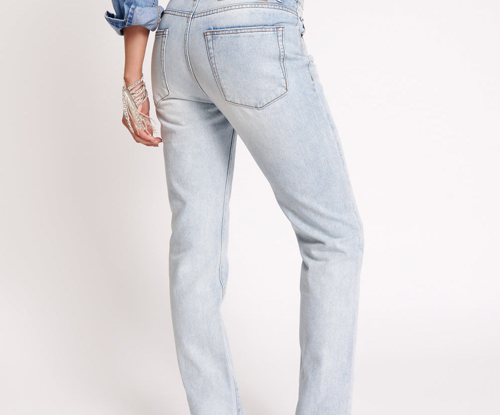 Truckers Mid Waist Straight Leg Denim Jeans - Dream
