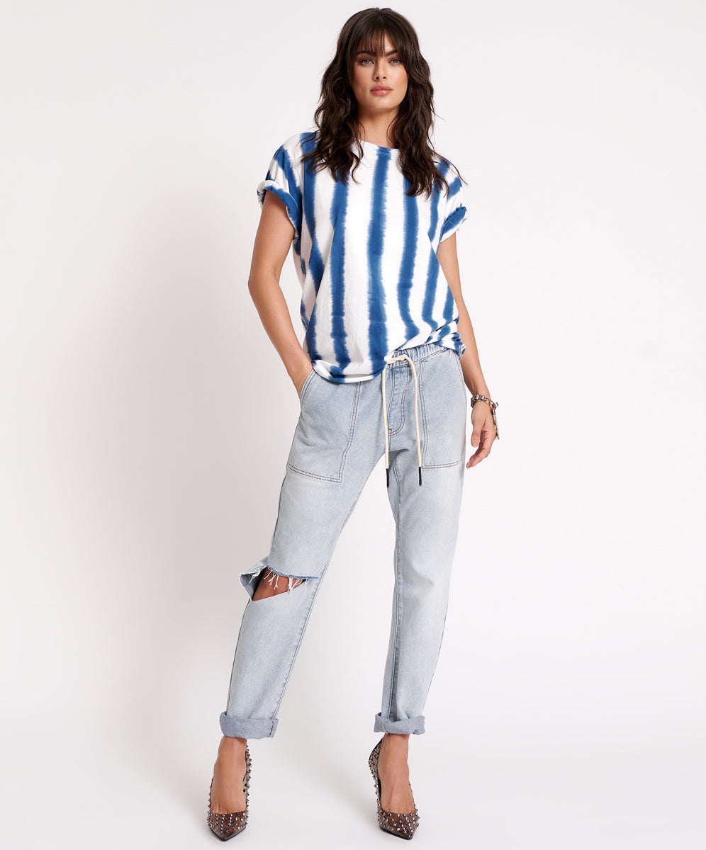 Women's Low Rise Jeans Shabbies Low Waist Drawstring Boyfriend Denim Jeans - Dream