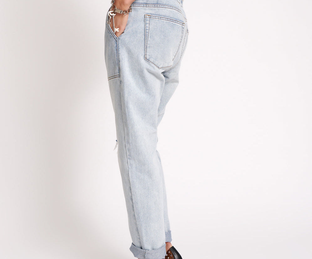 Shabbies Low Waist Drawstring Boyfriend Denim Jeans - Dream