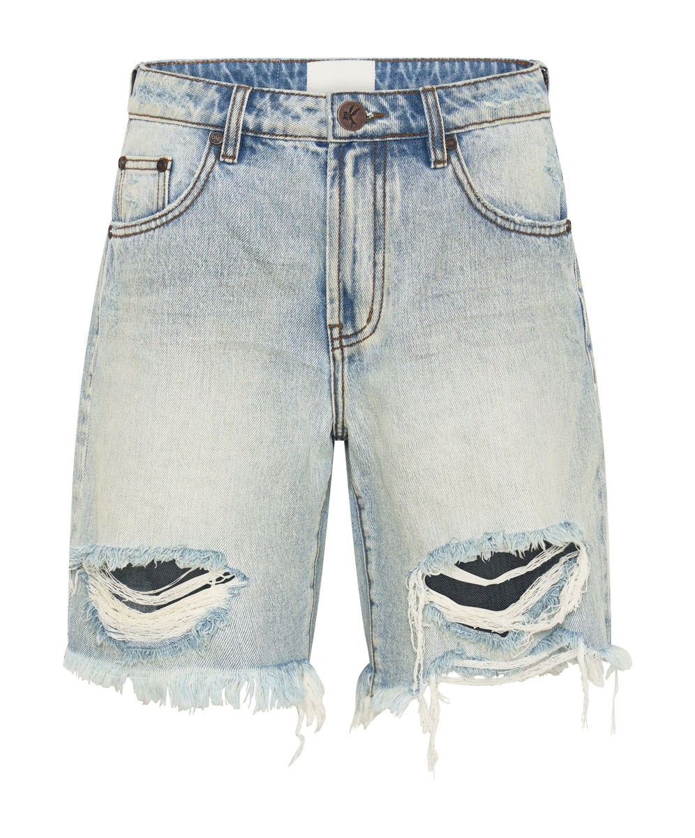Products Jacksons Mid Waist Wide Leg Denim Shorts - Kansas Blue