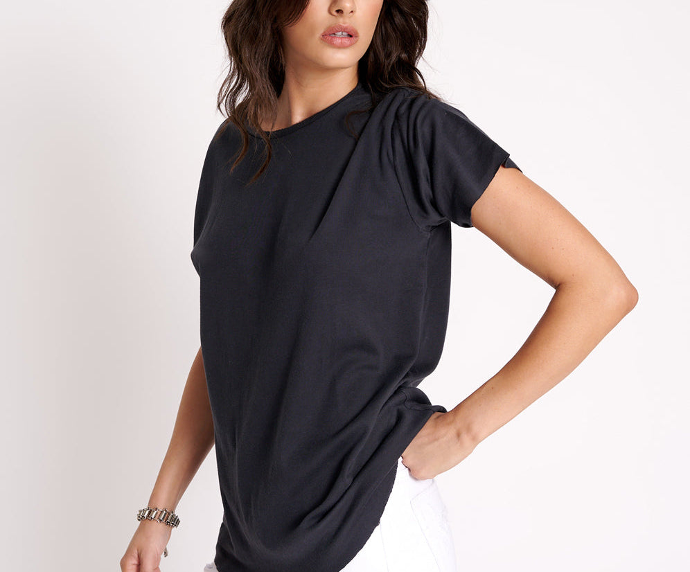 BLACK STONE RIBBED UNISEX TEE