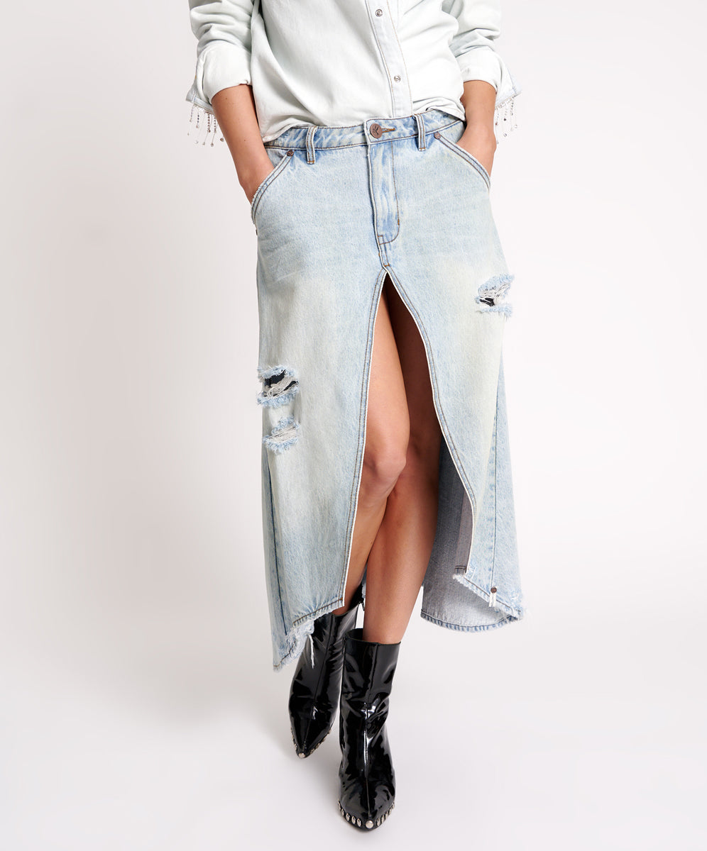 Products KANSAS BLUE MRS CARTER LONG DENIM SKIRT