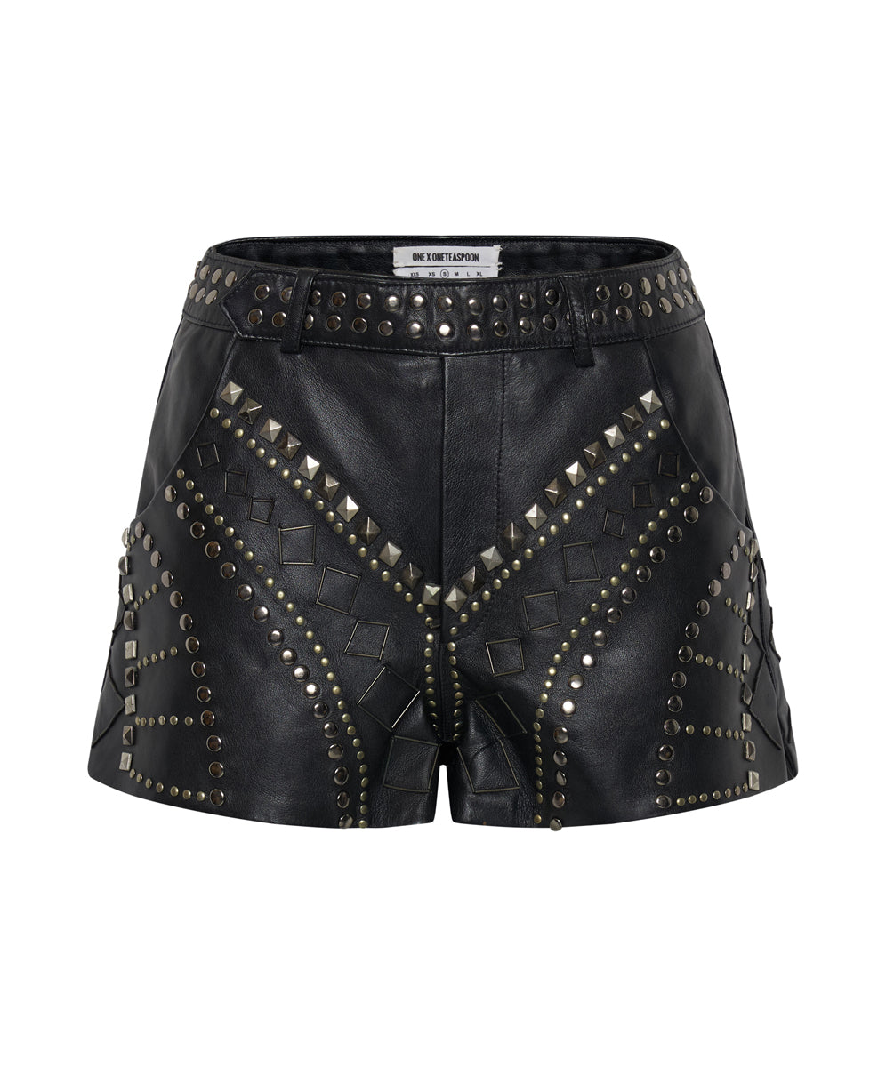 Products DIAMOND REFLECTIONS LEATHER SHORTS