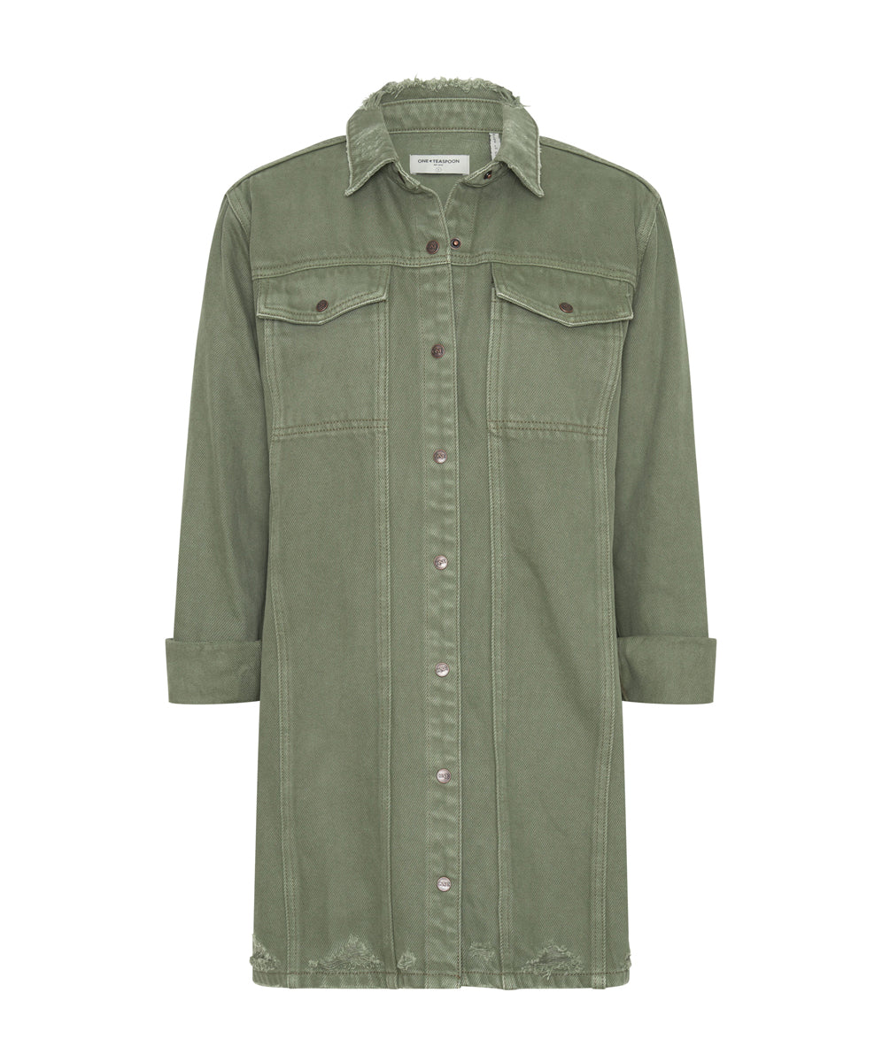 Products MILITARY KHAKI TRUCKER SHIRT DRESS