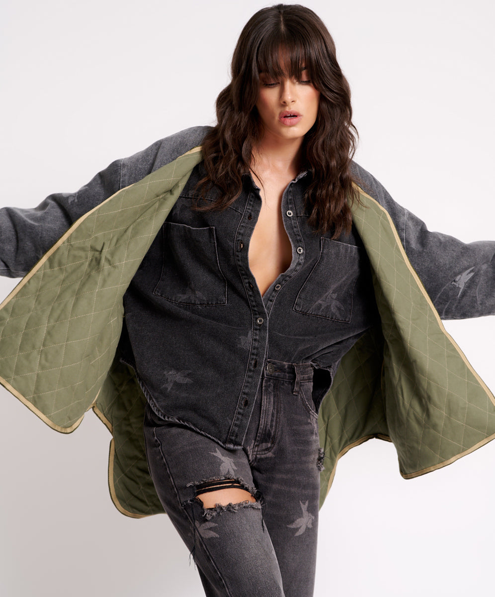 Last Stock THE BOWER REVERSIBLE QUILTED DENIM JACKET