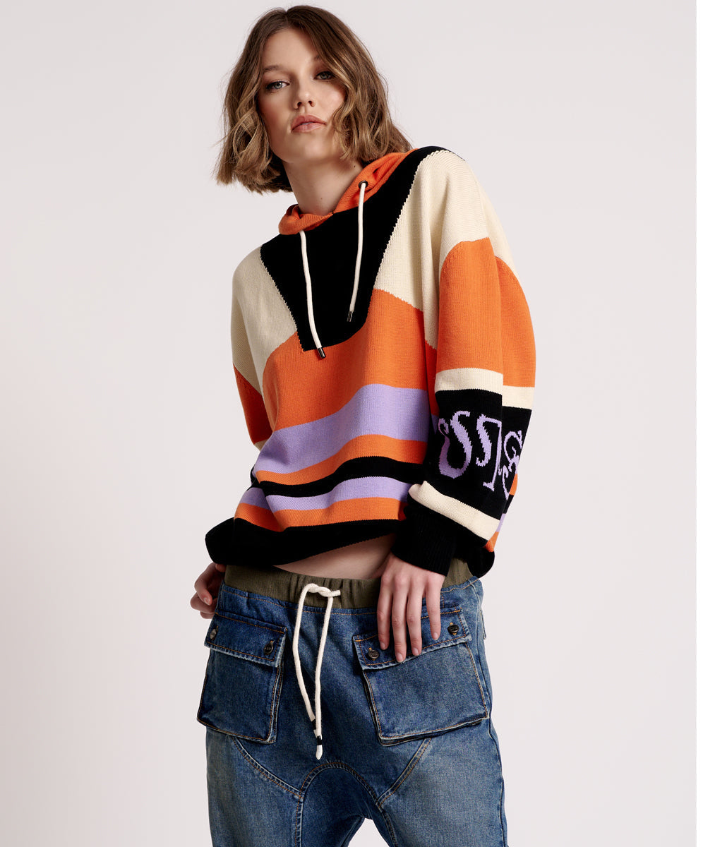 Products O.T.S Reactive Knit Sweater Hoody - Geo Orange