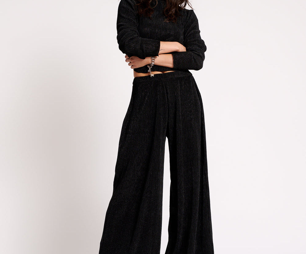 Start Me Up Wide Leg Pants - Black