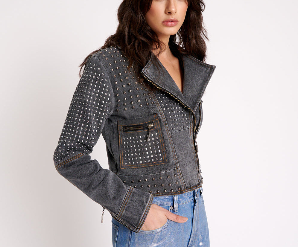 REBEL REBEL STUDDED DENIM JACKET