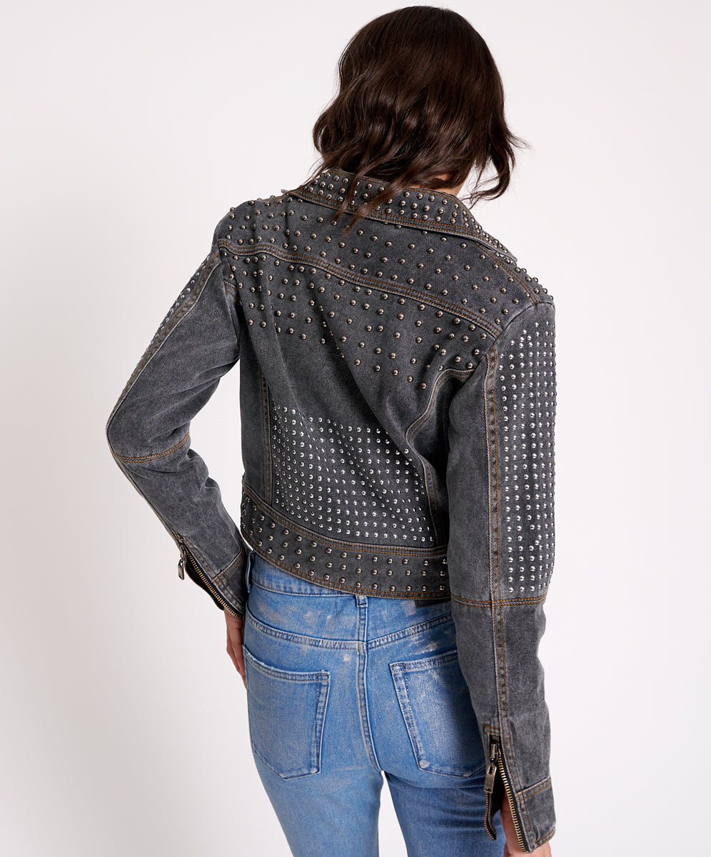 Last Stock REBEL REBEL STUDDED DENIM JACKET