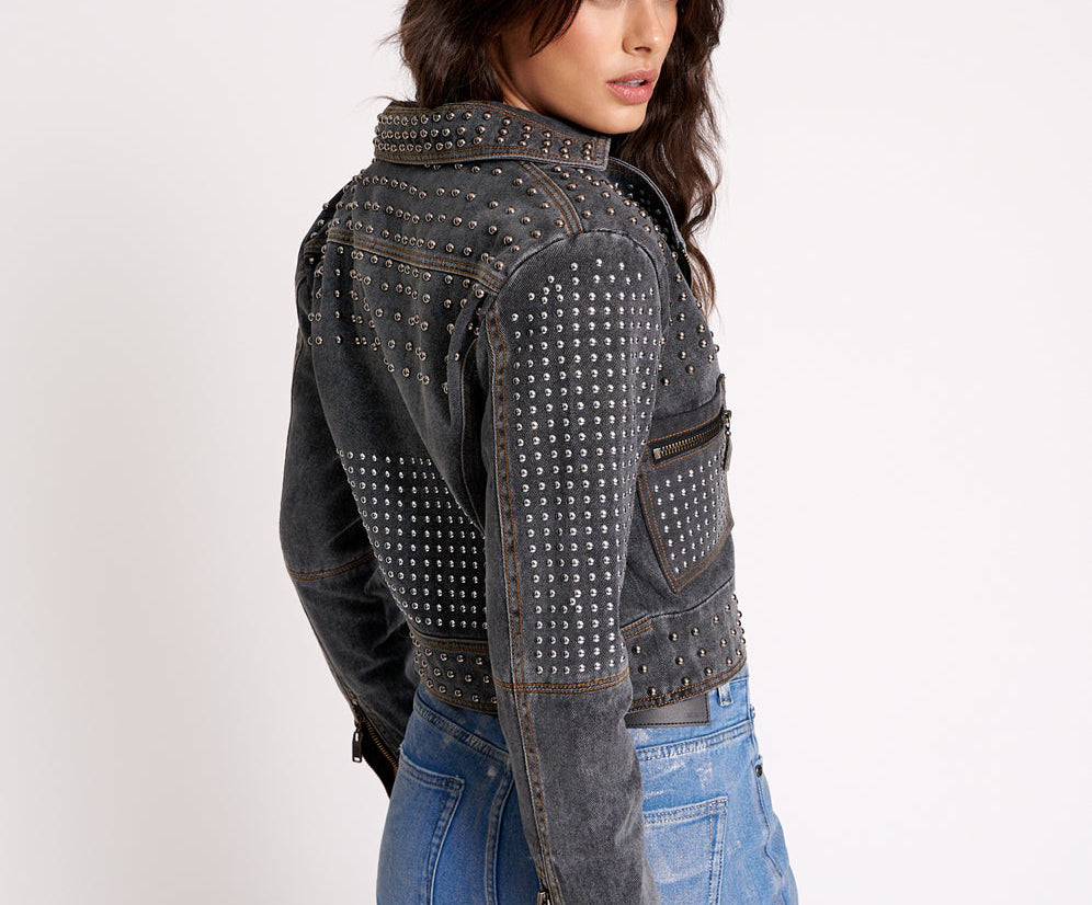 REBEL REBEL STUDDED DENIM JACKET