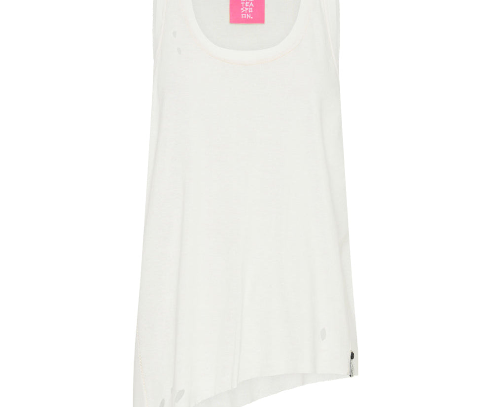 WHITE RIBBED DISTRESSED DADDIO SINGLET