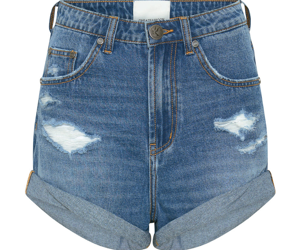 Bandits High Waist Denim Shorts - Bay Blue