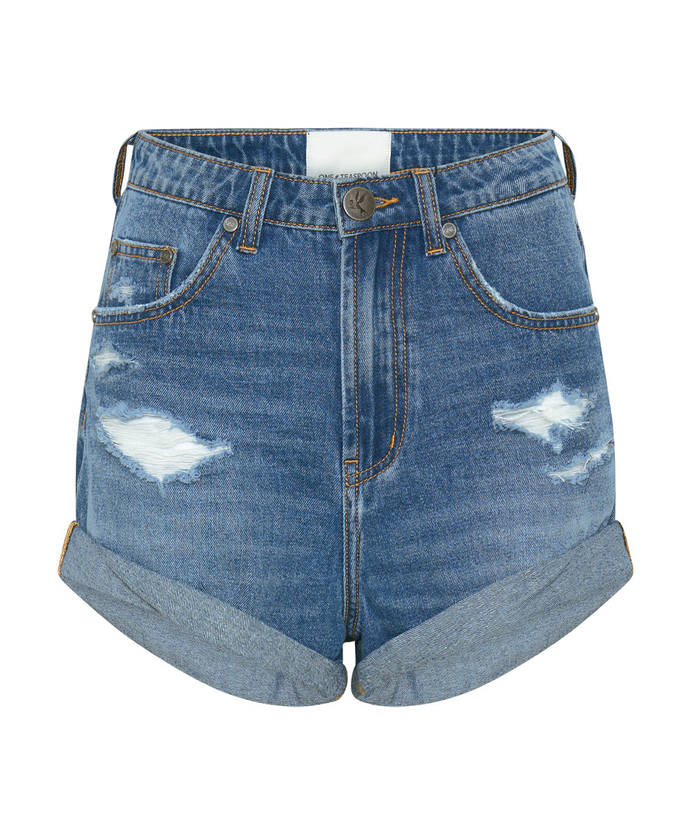 Products Bandits High Waist Denim Shorts - Bay Blue