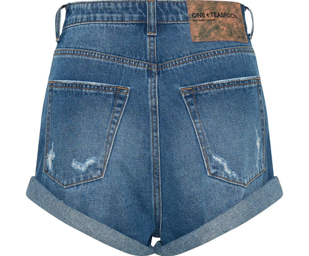Bandits High Waist Denim Shorts - Bay Blue