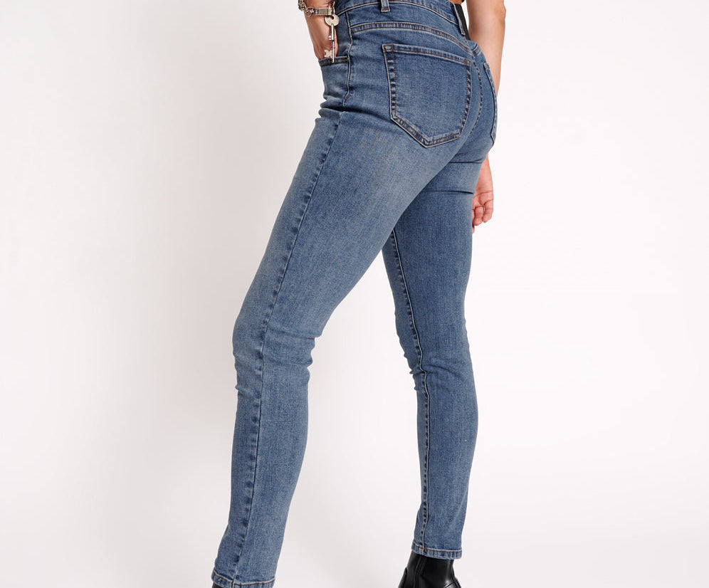 Freebirds High Waist Rigid Skinny Denim Jeans - Classic Blue