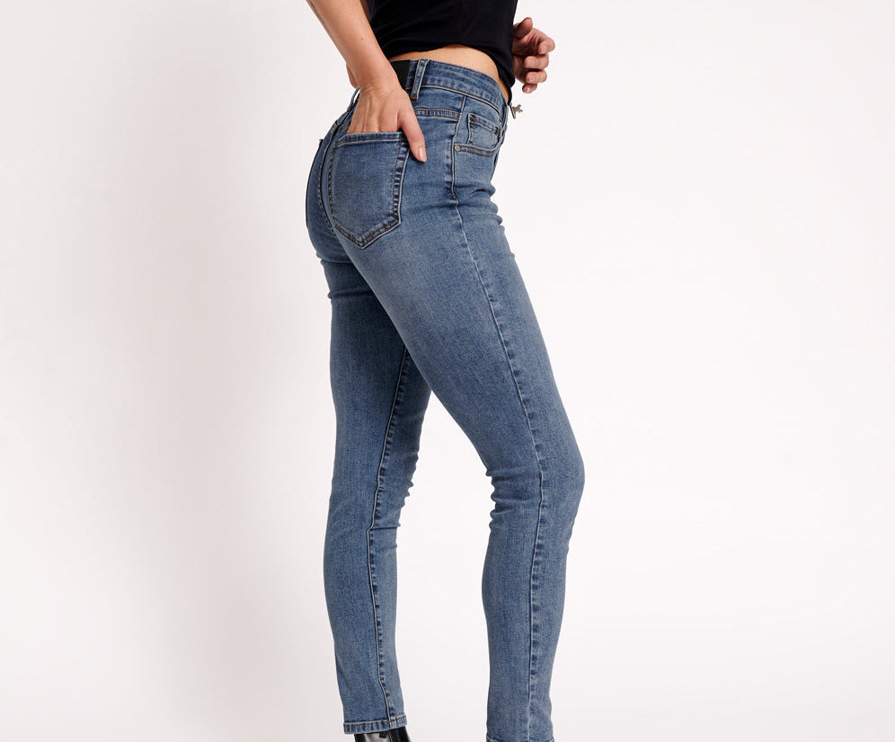 Freebirds High Waist Rigid Skinny Denim Jeans - Classic Blue
