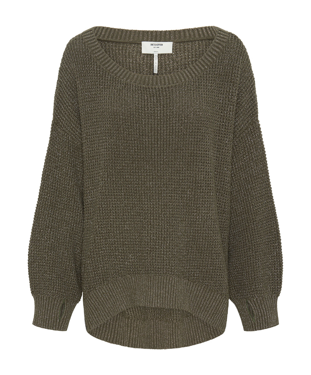 Products Le Freak Metallic Zipped Knit Sweater - Khaki