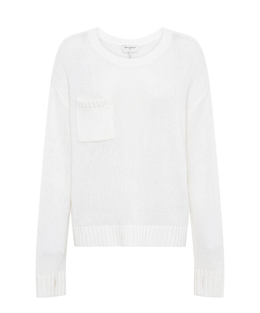 Products Classic Pocket Chunky Knit Sweater - White