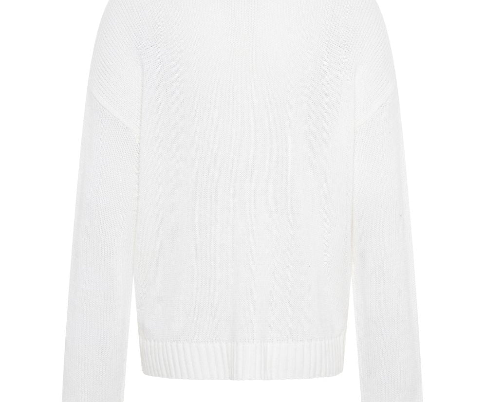 Classic Pocket Chunky Knit Sweater - White