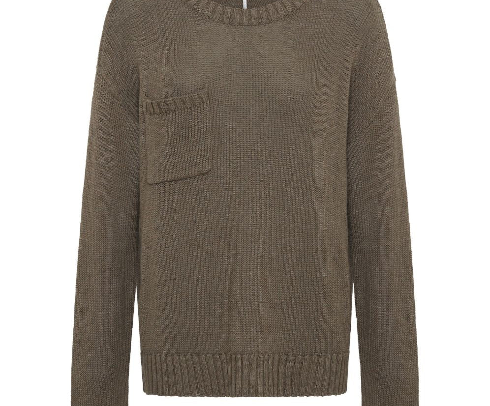 CLASSIC POCKET CHUNKY KNIT SWEATER KHAKI