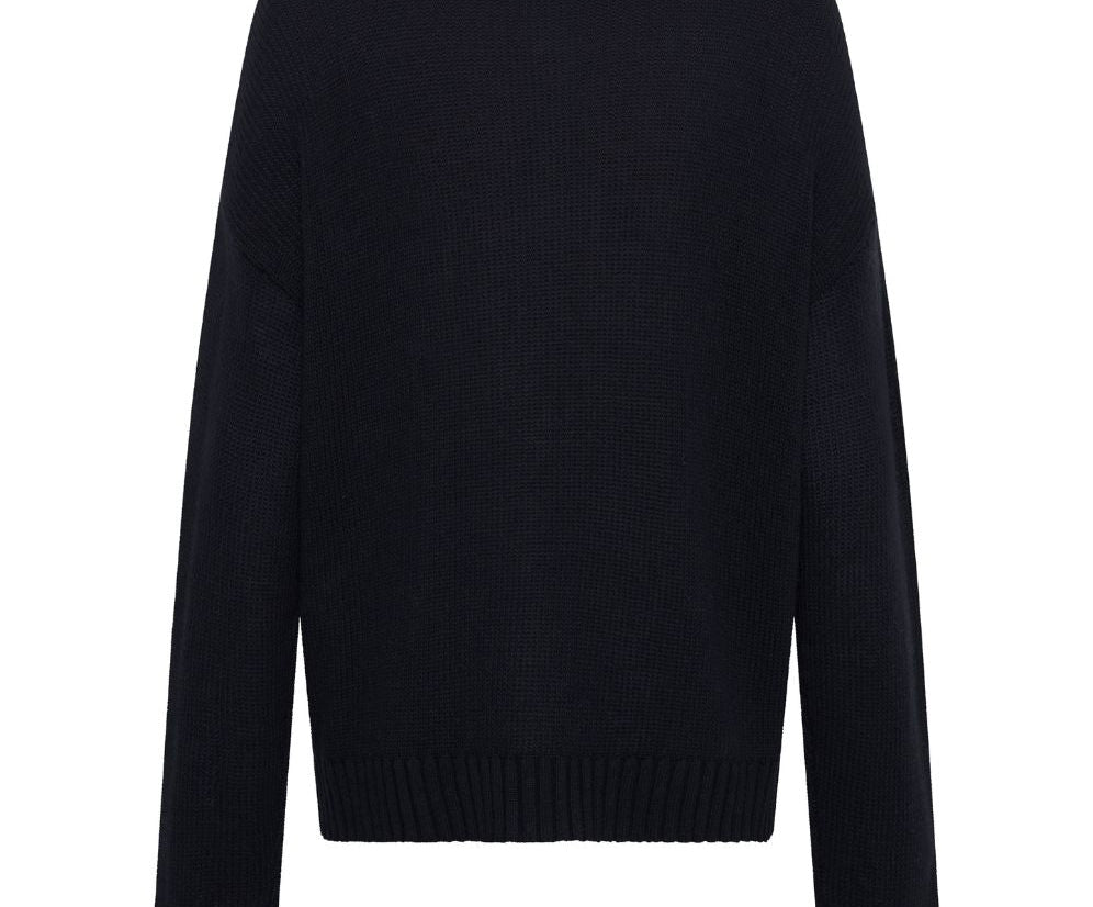 Classic Pocket Chunky Knit Sweater Black - Black