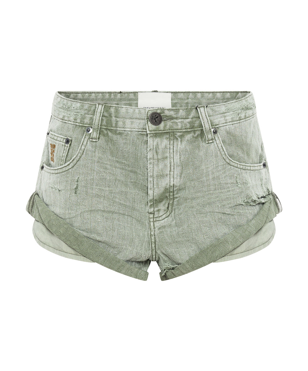 Products Bandits Low Waist Jacquard Denim Shorts - Khaki