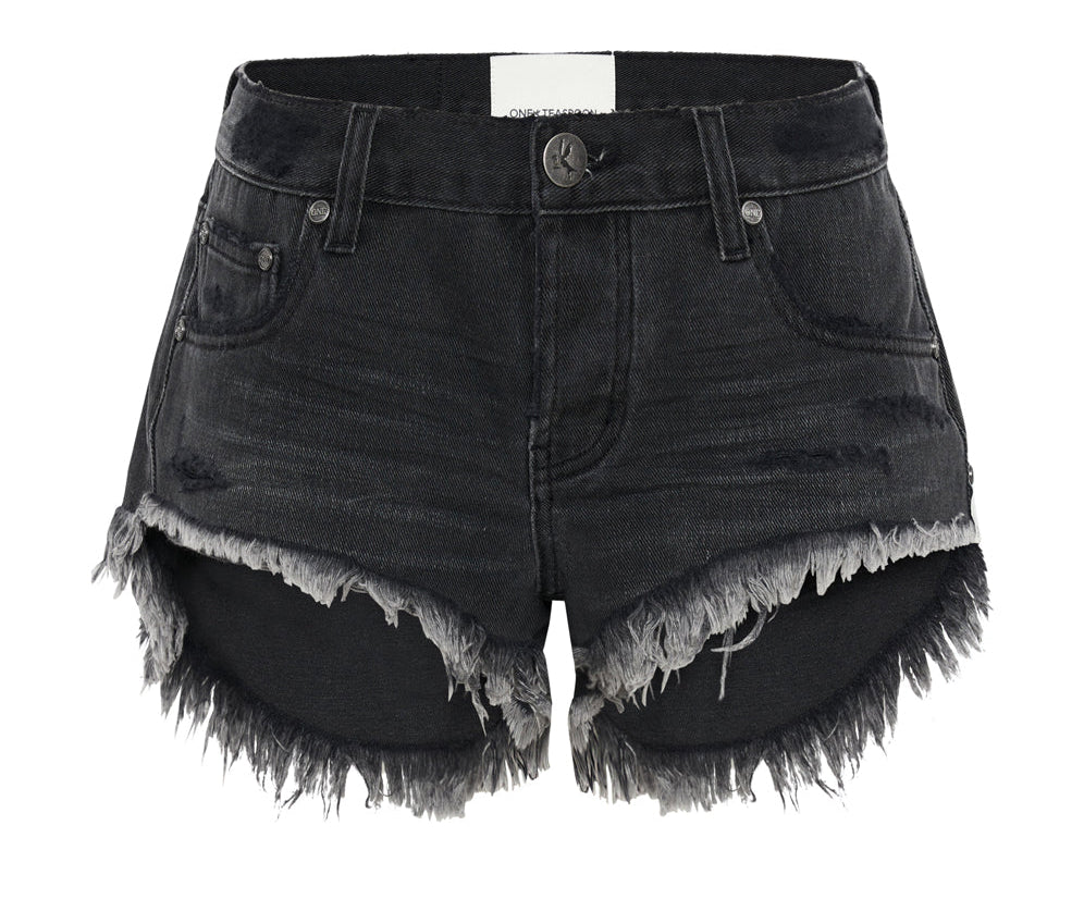 STORM GREY BONITAS LOW WAIST DENIM SHORTS